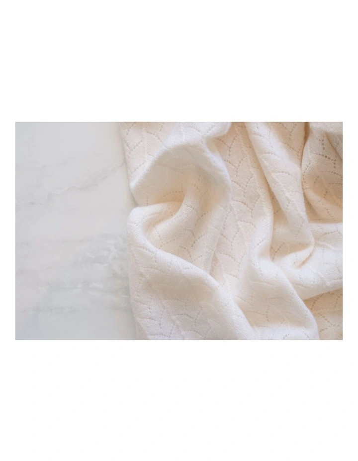 Cashmere Vintage Knit Baby Blanket in Leaf image 4