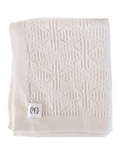 Cashmere Vintage Knit Baby Blanket in Snowflake