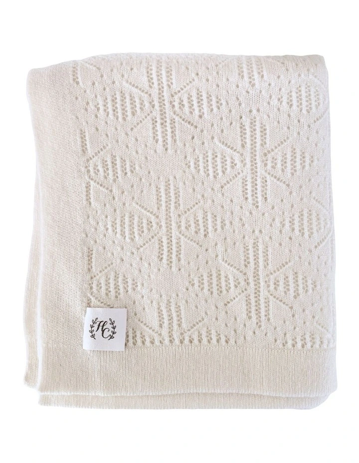 Cashmere Vintage Knit Baby Blanket in Snowflake image 1