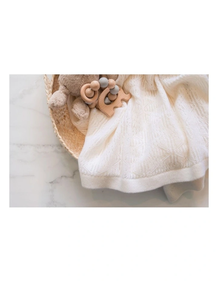 Cashmere Vintage Knit Baby Blanket in Snowflake image 4