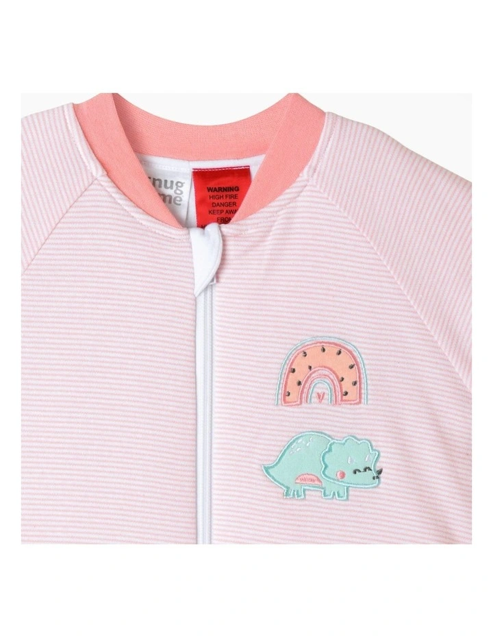 Yarn Dyed Stripe Long Sleeve Padded Cosi Bag in Pink image 2