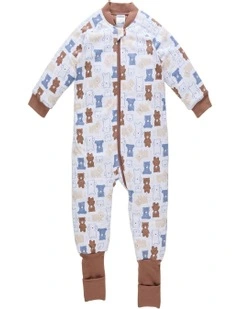Long Sleeves Padded Sleepsuit Bear in White