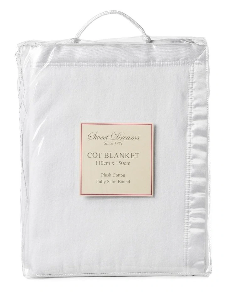 Cot Cotton Fleece Blanket in White image 1