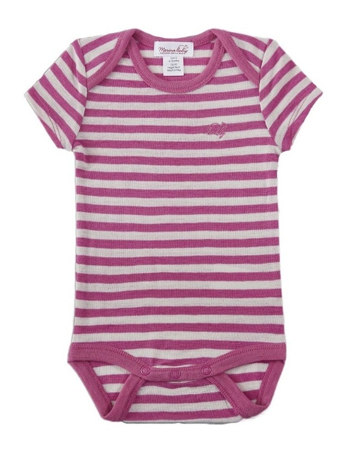 Short Sleeve Bodysuit in Pink Stripe Pink