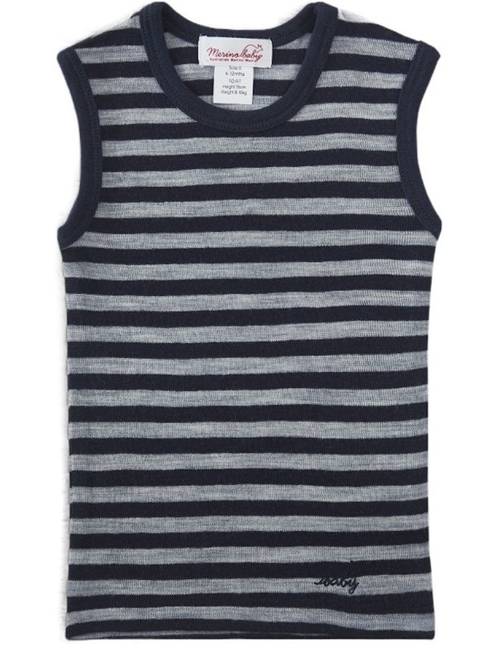 Merino Vest in Navy Stripe Navy