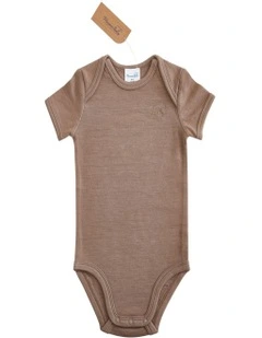 Short Sleeve Bodysuit in Brown Marle
