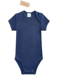 Short Sleeve Bodysuit in Navy Marle
