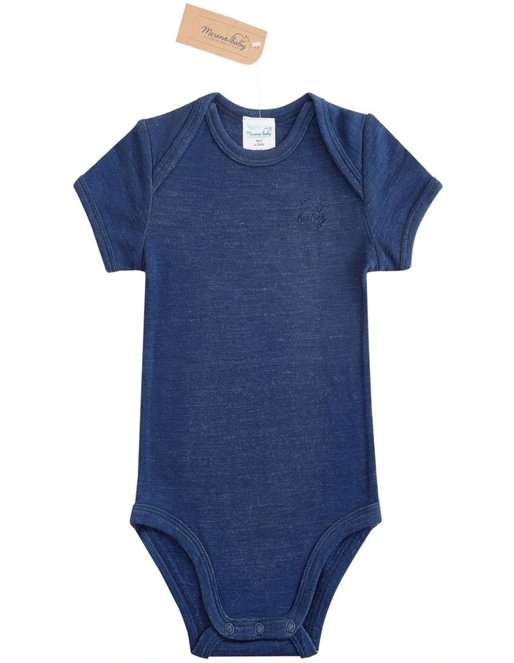 Short Sleeve Bodysuit in Navy Marle image 1