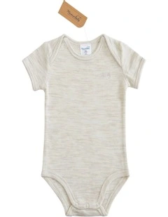 Short Sleeve Bodysuit in Cream Marle