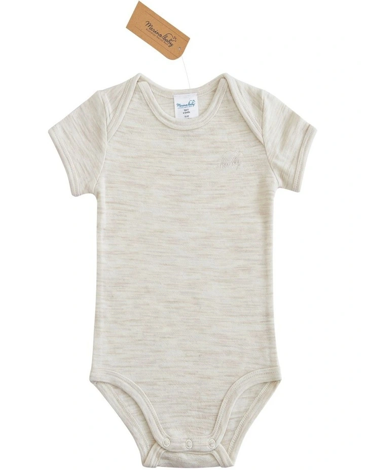 Short Sleeve Bodysuit in Cream Marle image 1