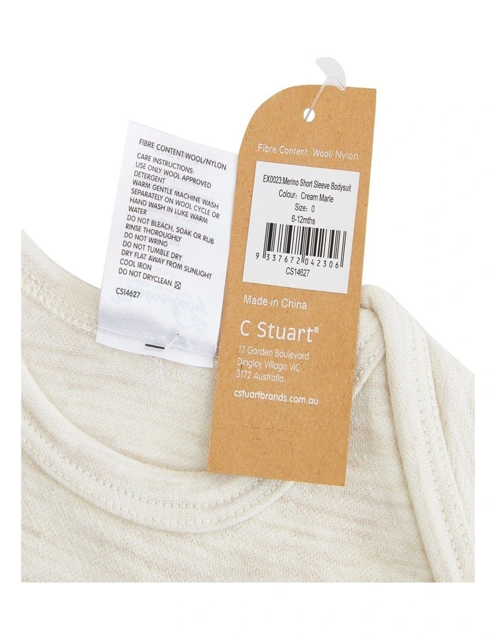 Short Sleeve Bodysuit in Cream Marle image 4