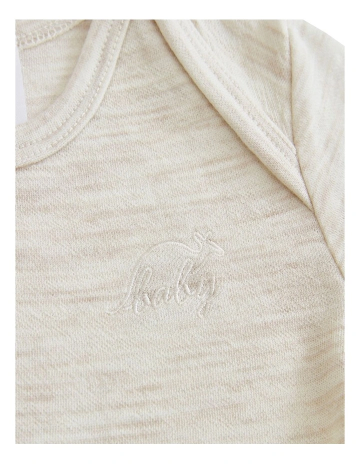 Short Sleeve Bodysuit in Cream Marle image 5