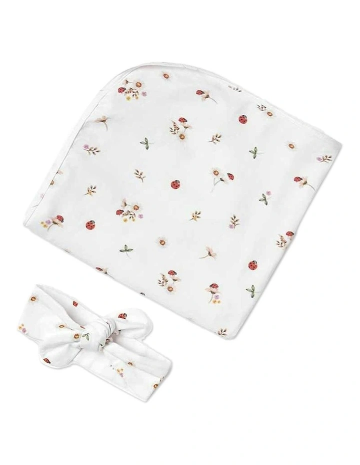 Organic Jersey Wrap & Topknot Set in Multi image 1