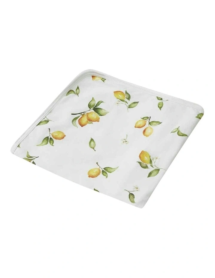 Lemon Print Organic Jersey Wrap and Beanie Set in White image 2