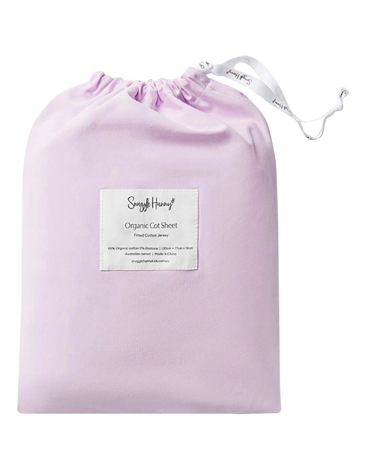Organic Fitted Cot Sheet in Lilac image 1