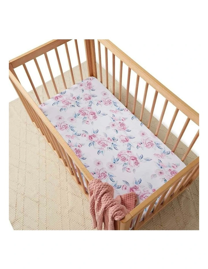 Skies Organic Fitted Cot Sheet in Lilac image 3