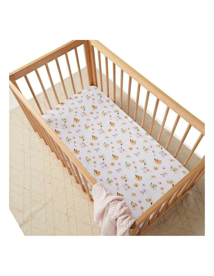 Poppy Organic Fitted Cot Sheet in White image 1