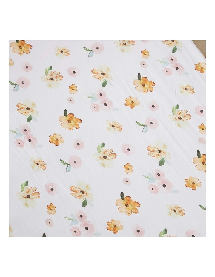 Poppy Organic Fitted Cot Sheet in White image 2