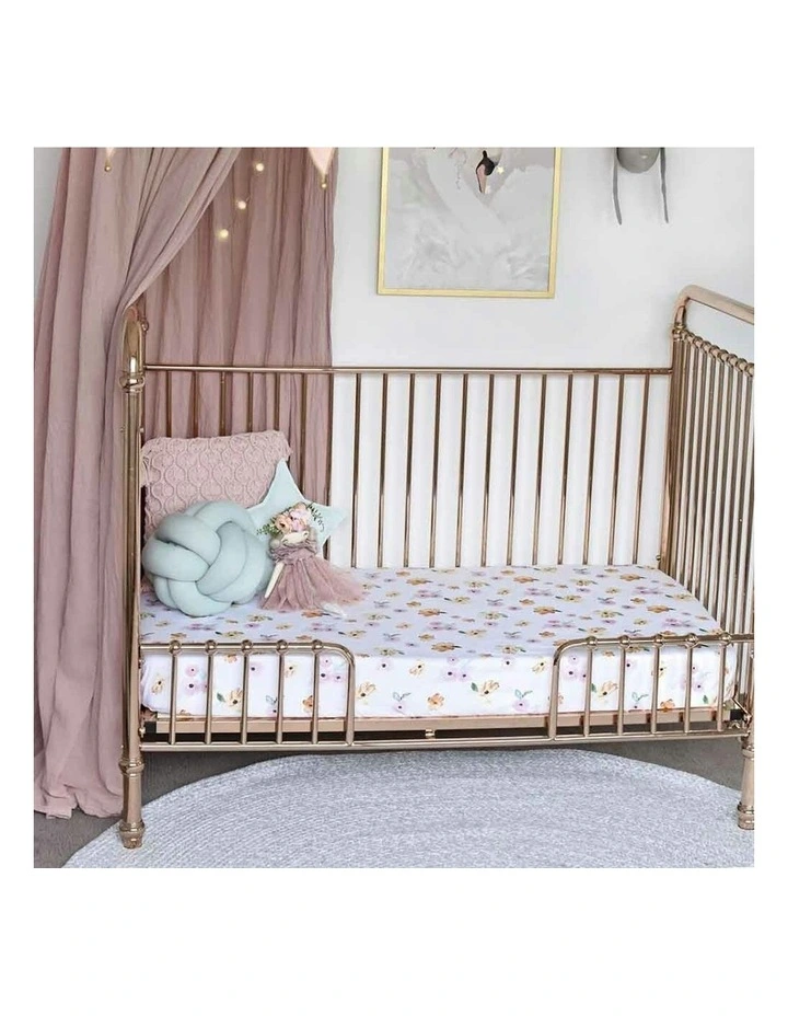 Poppy Organic Fitted Cot Sheet in White image 6