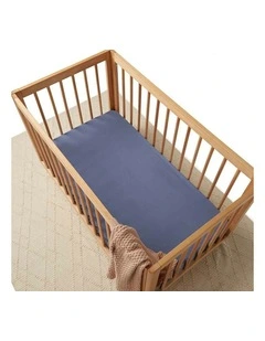 Reign Organic Fitted Cot Sheet in Blue