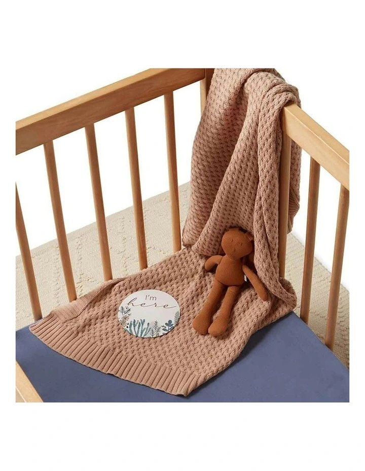 Reign Organic Fitted Cot Sheet in Blue image 5