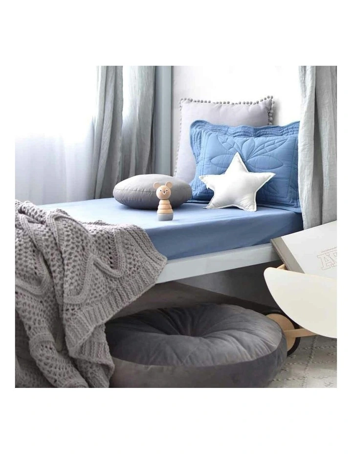 Reign Organic Fitted Cot Sheet in Blue image 7