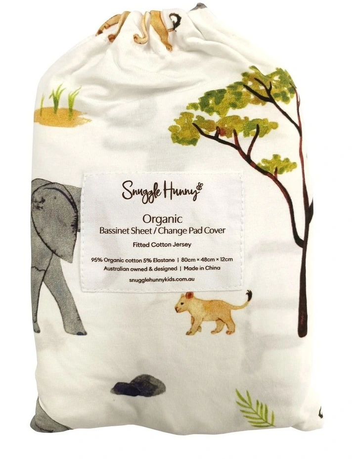 Safari Organic Bassinet Sheet and Change Pad Cover in White image 1