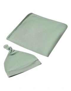 Jersey Wrap and Beanie Set in Sage