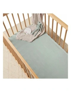 Organic Fitted Cot Sheet in Sage
