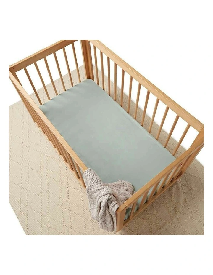 Organic Fitted Cot Sheet in Sage image 3