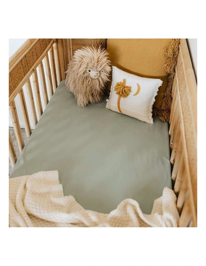 Organic Fitted Cot Sheet in Sage image 5