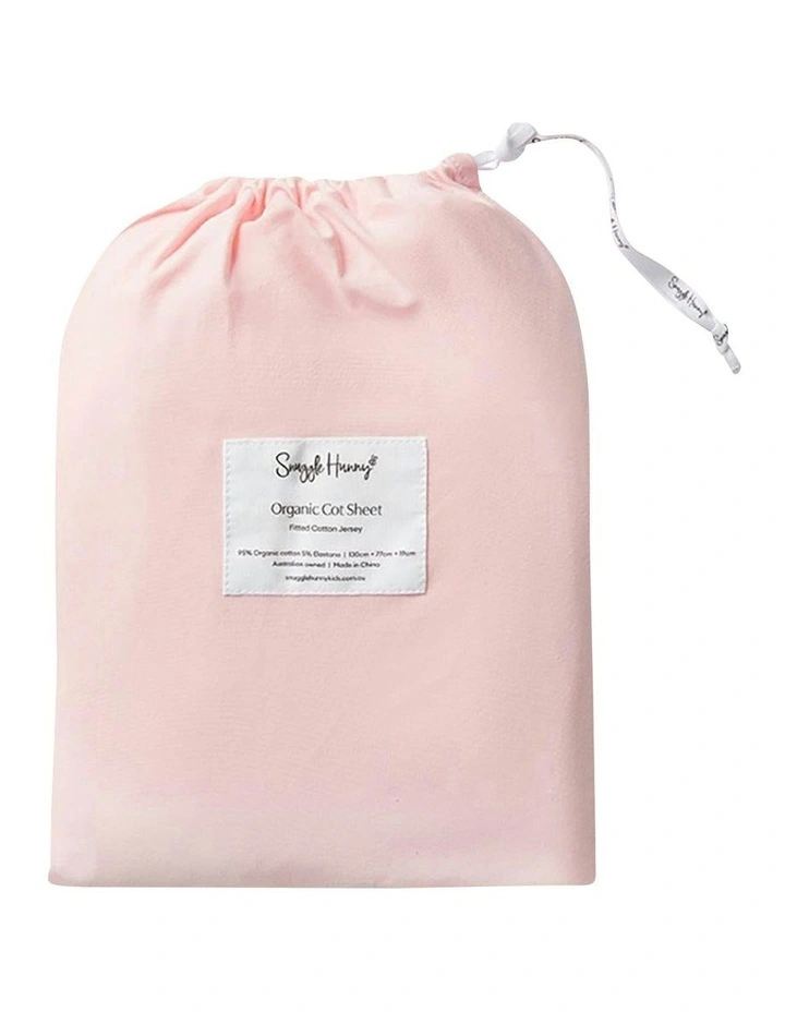 Organic Fitted Cot Sheet in Pink image 1