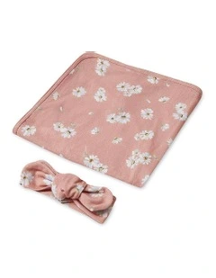 Daisy Organic Jersey Wrap & Topknot Set in Multi