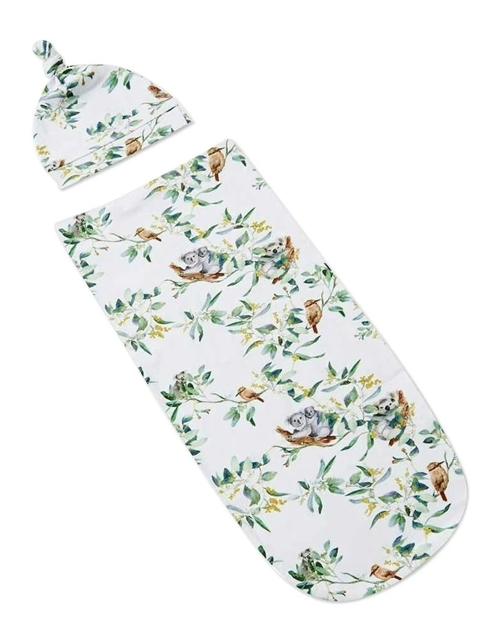Eucalypt Organic Snuggle Swaddle & Beanie Set in Multi image 1