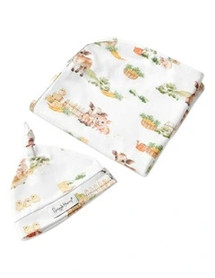 Farm Organic Jersey Wrap & Beanie Set in Multi