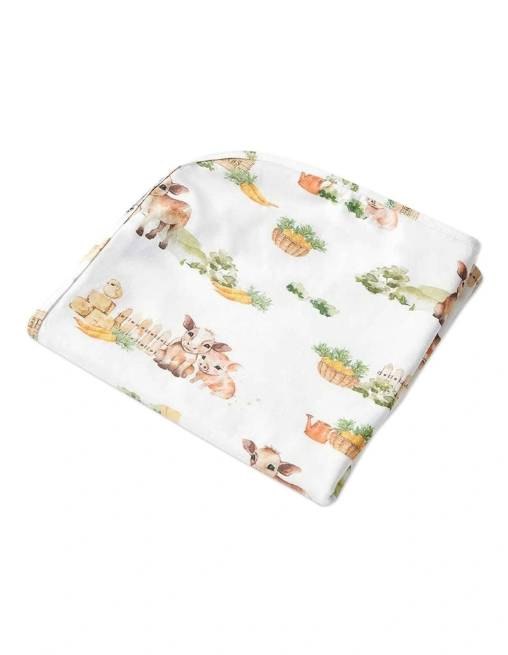 Farm Organic Jersey Wrap & Beanie Set in Multi image 2