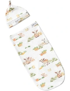 Farm Organic Swaddle And Beanie Set in Multi