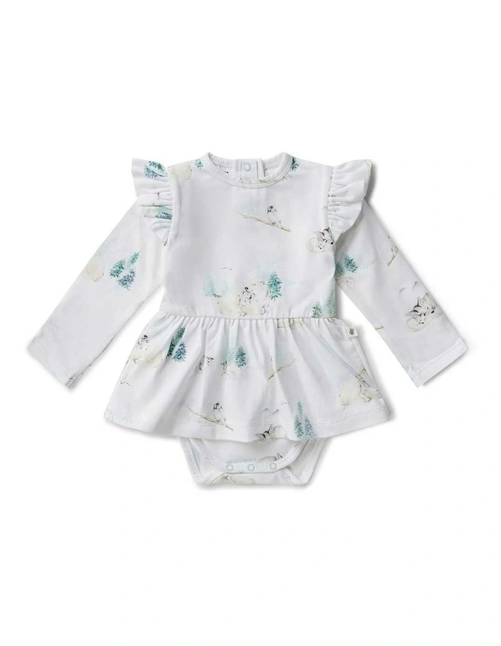 Arctic Long Sleeve Organic Dress in White image 1