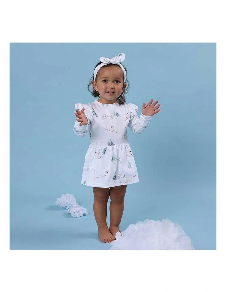 Arctic Long Sleeve Organic Dress in White image 2