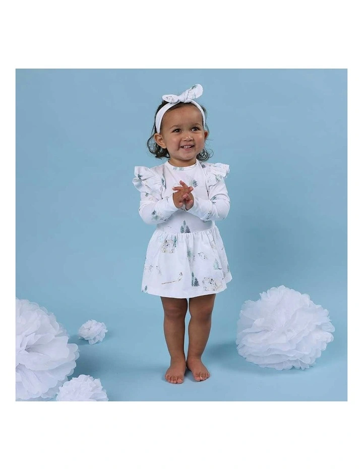 Arctic Long Sleeve Organic Dress in White image 5