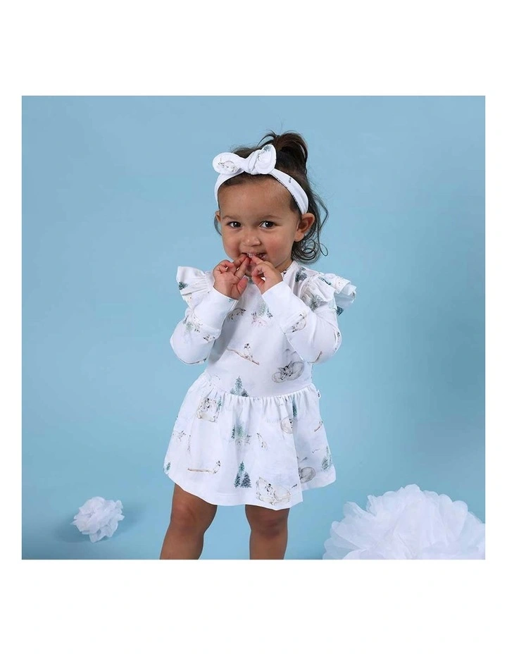 Arctic Long Sleeve Organic Dress in White image 7