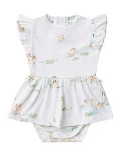 Duck Pond Short Sleeve Organic Dress in White