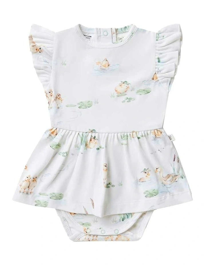 Duck Pond Short Sleeve Organic Dress in White image 1
