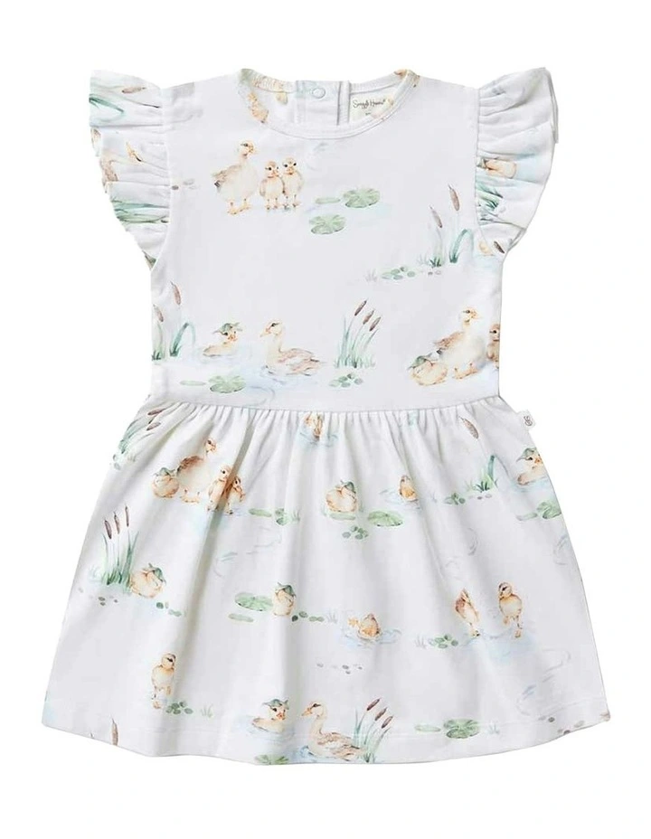 Duck Pond Short Sleeve Organic Dress in White image 2