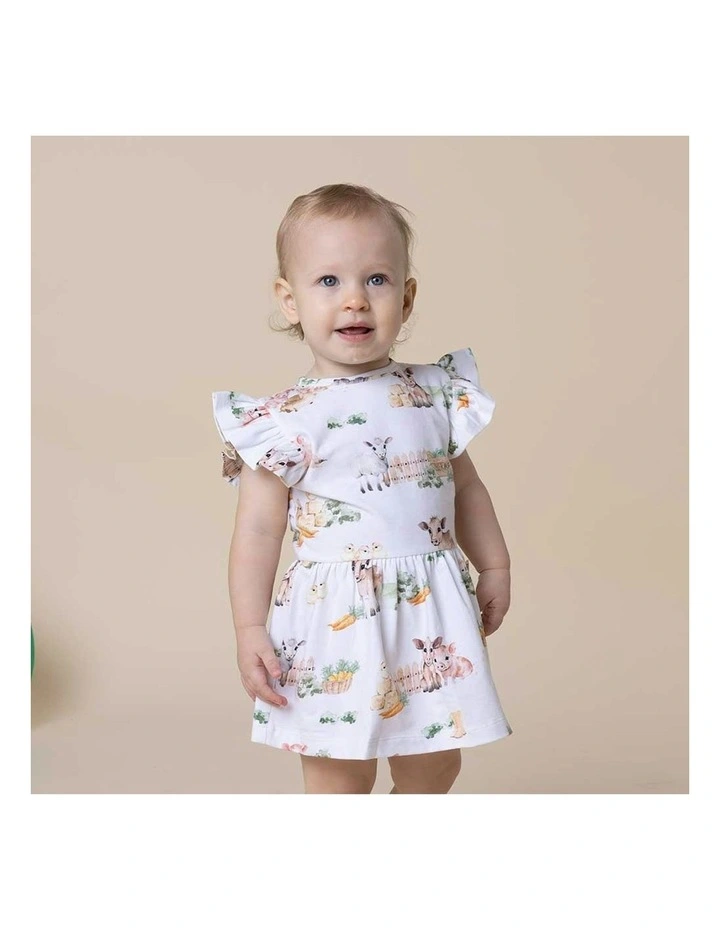 Farm Short Sleeve Organic Dress in White image 6