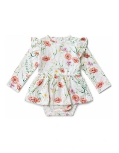 Meadow Long Sleeve Organic Dress in White