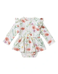 Meadow Long Sleeve Organic Dress in White