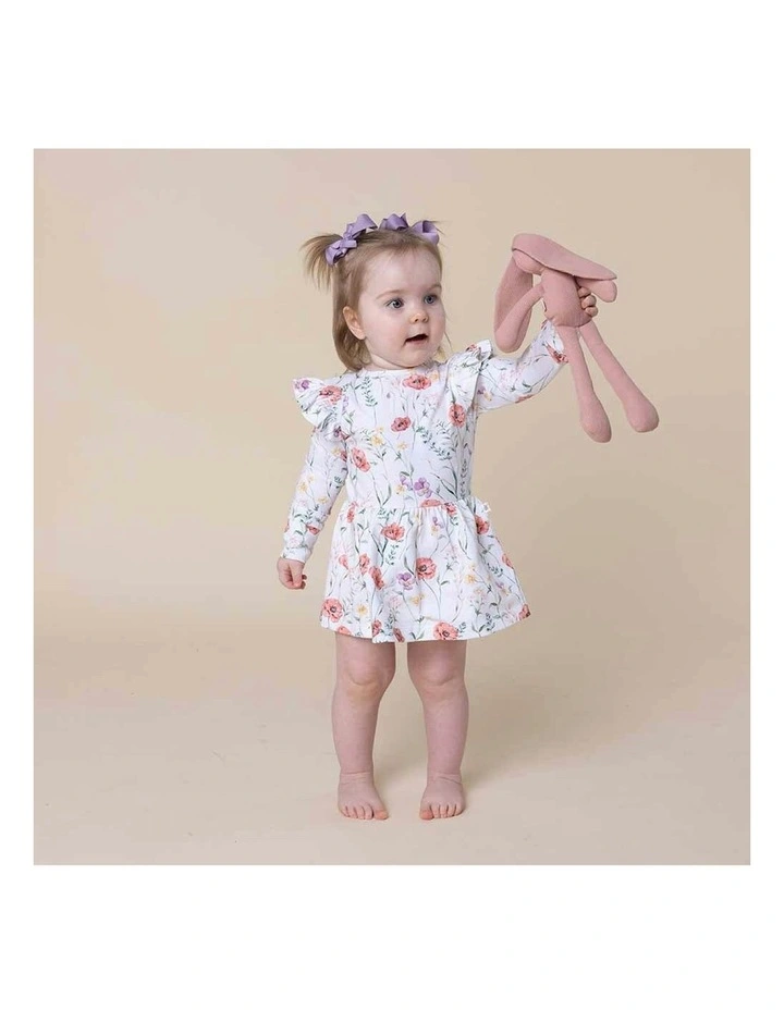 Meadow Long Sleeve Organic Dress in White image 5