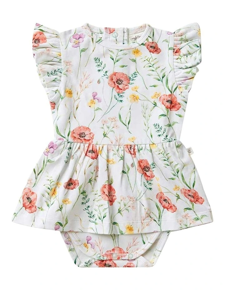 Meadow Short Sleeve Organic Dress in White image 1