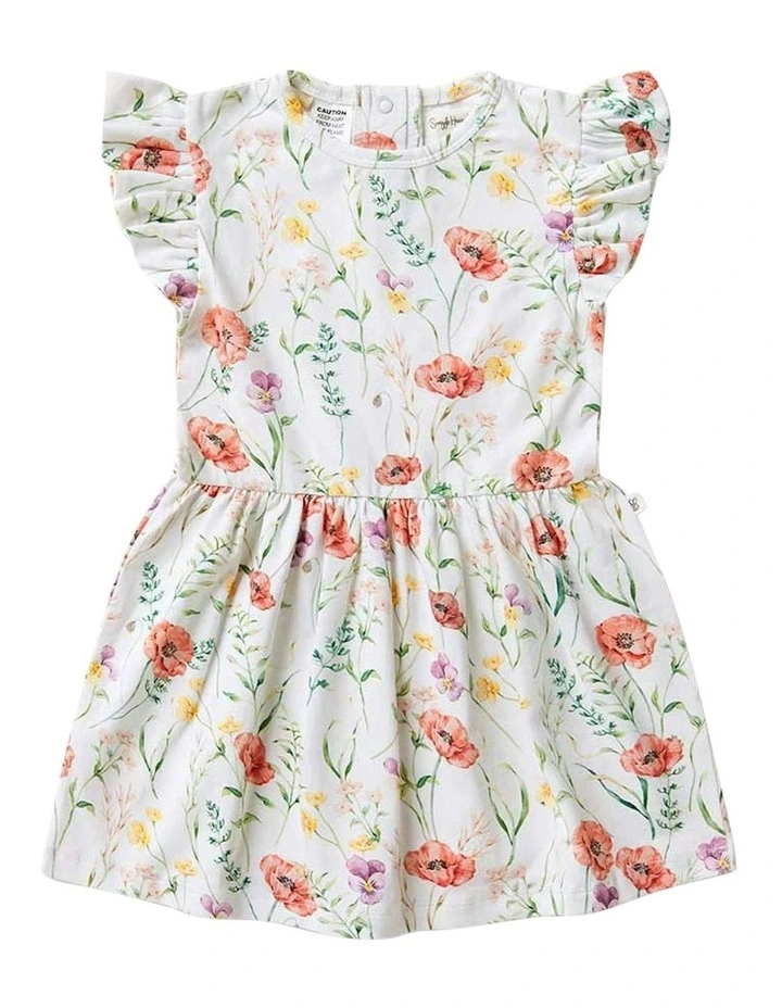 Meadow Short Sleeve Organic Dress in White image 2